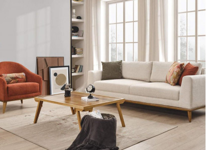 Sofagarnitur 3 + 1 Sitzer Design Möbel 2tlg Beige Couchen Sofa Textil